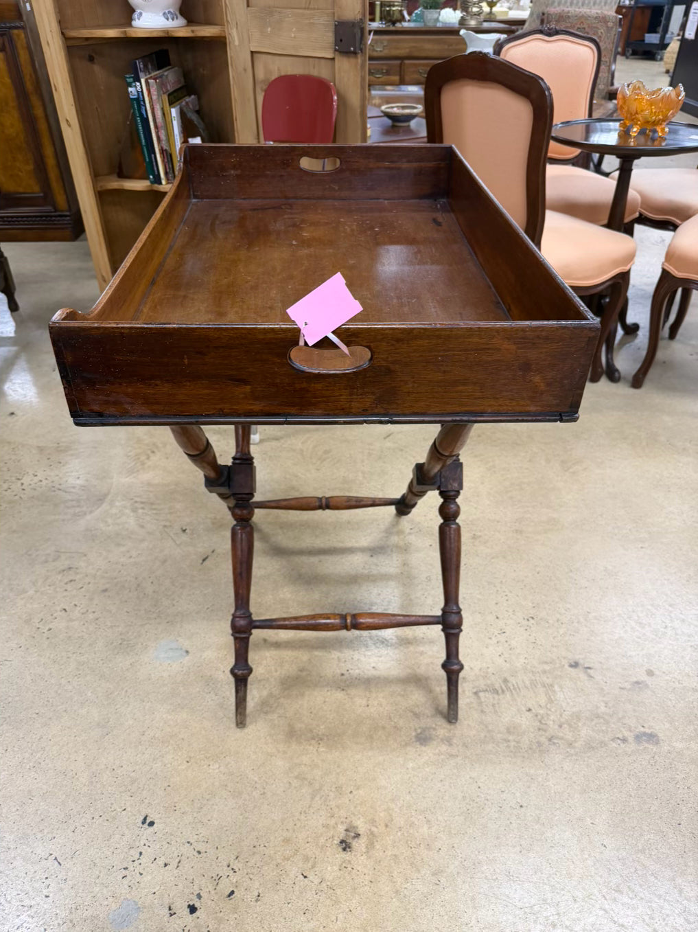 ANTIQUE Wood Folding Bar 2 Piece Table