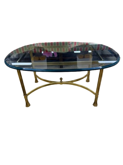 Brass & Glass Oval Coffee Table