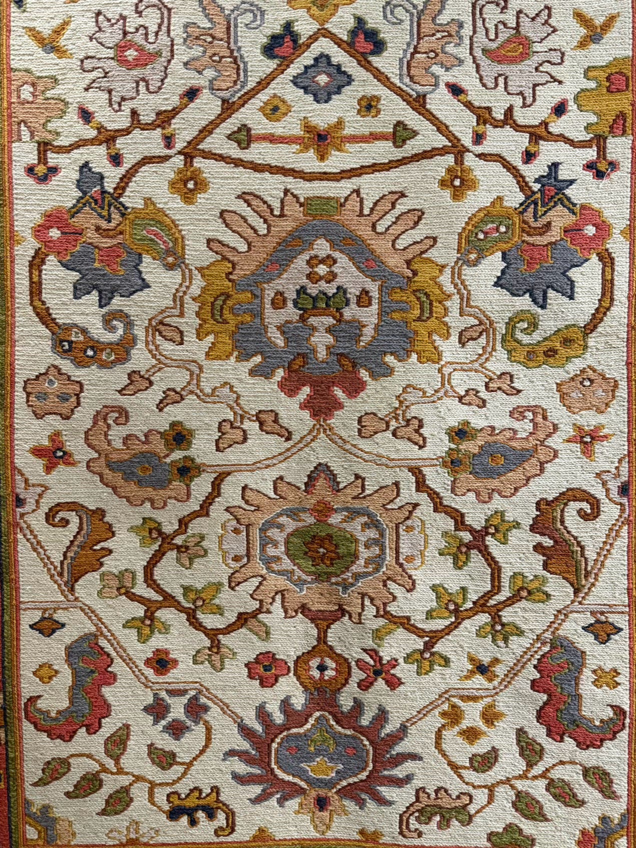Soumak Rust, Cream, Blue & Green Area Rug