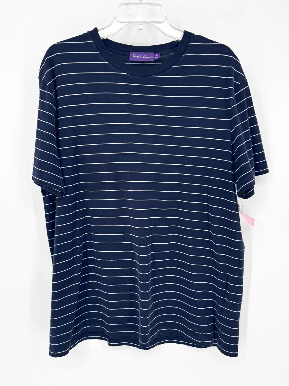 RALPH LAUREN PURPLE LABEL Size XL Blue & White Stripe Short Sleeve Shirt