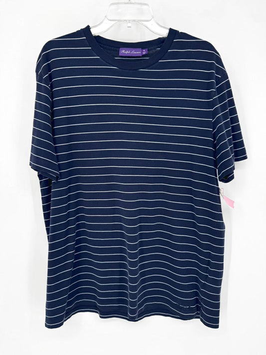 RALPH LAUREN PURPLE LABEL Size XL Blue & White Stripe Short Sleeve Shirt