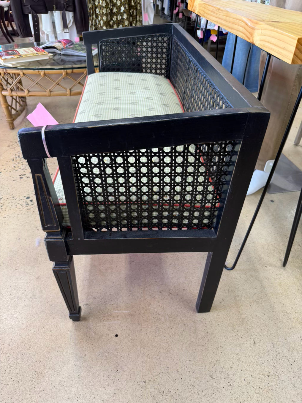 Black Wood Cane Bench