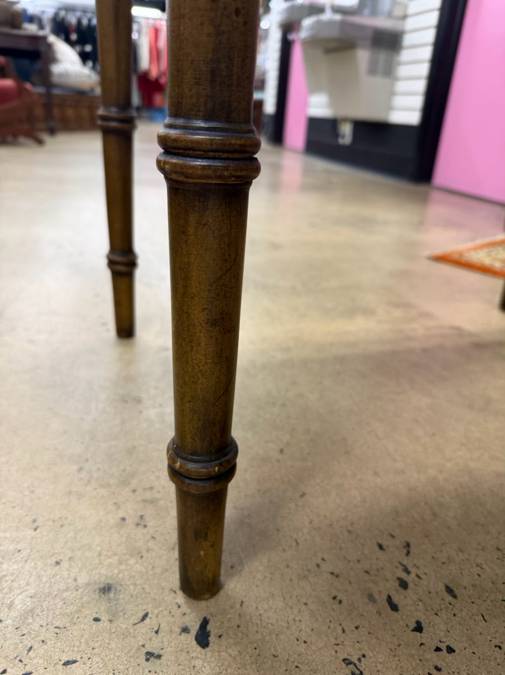 ANTIQUE Wood Game Table w/ Game Side & Solid Top