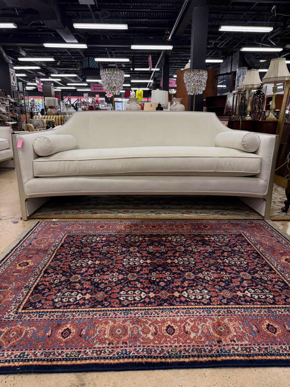 CARACOLE The Cats Meow White Velvet Sofa