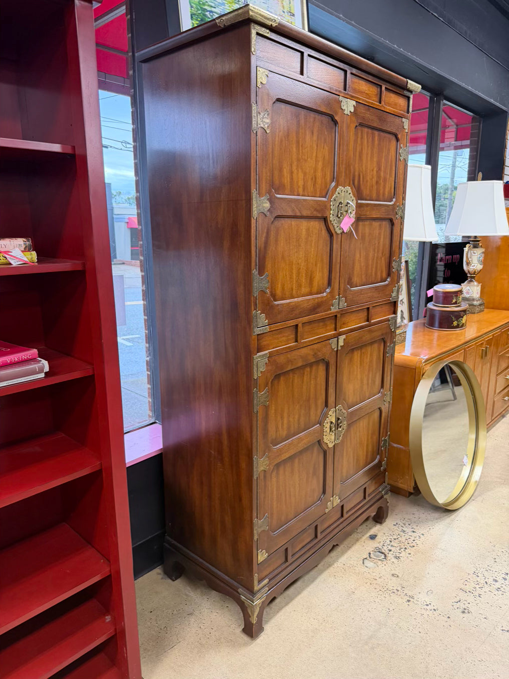 Dark Mahogany Asian Armoire w/ Drawers
