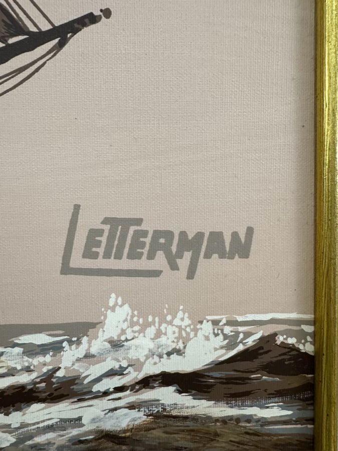 LETTERMAN Large Sailboat Painting in Wood Frame