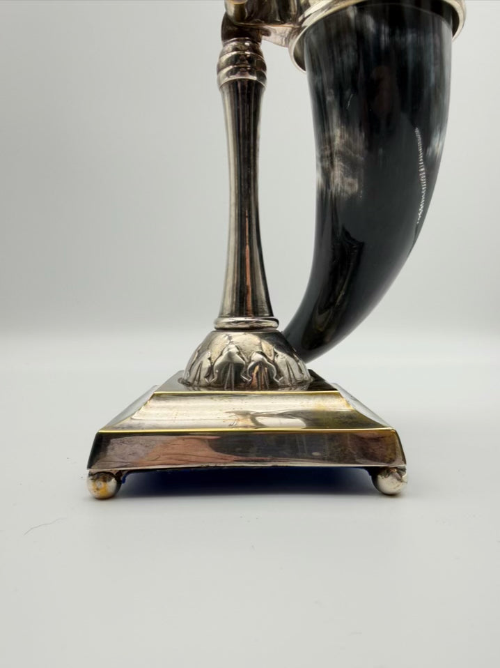 Silver Plate Pair Of Horn Cornucopia Vases