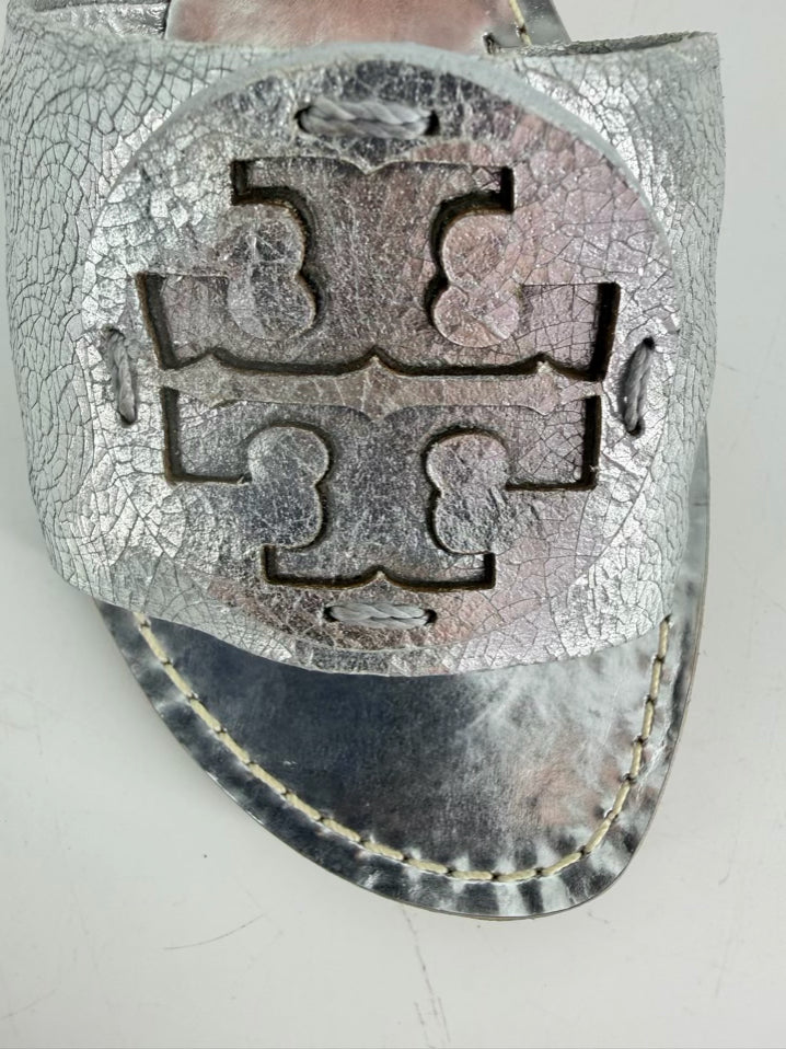 TORY BURCH Size 8.5 Silver Kitten heels