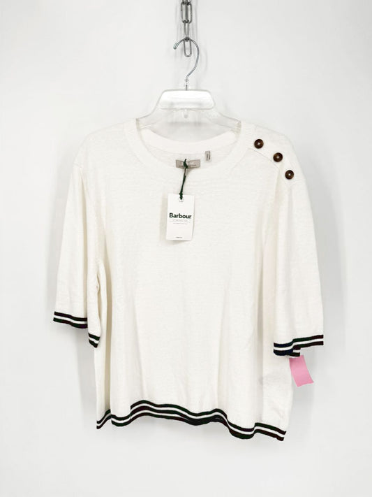 BARBOUR Size 14 Cream Short Sleeve Sweater NWT