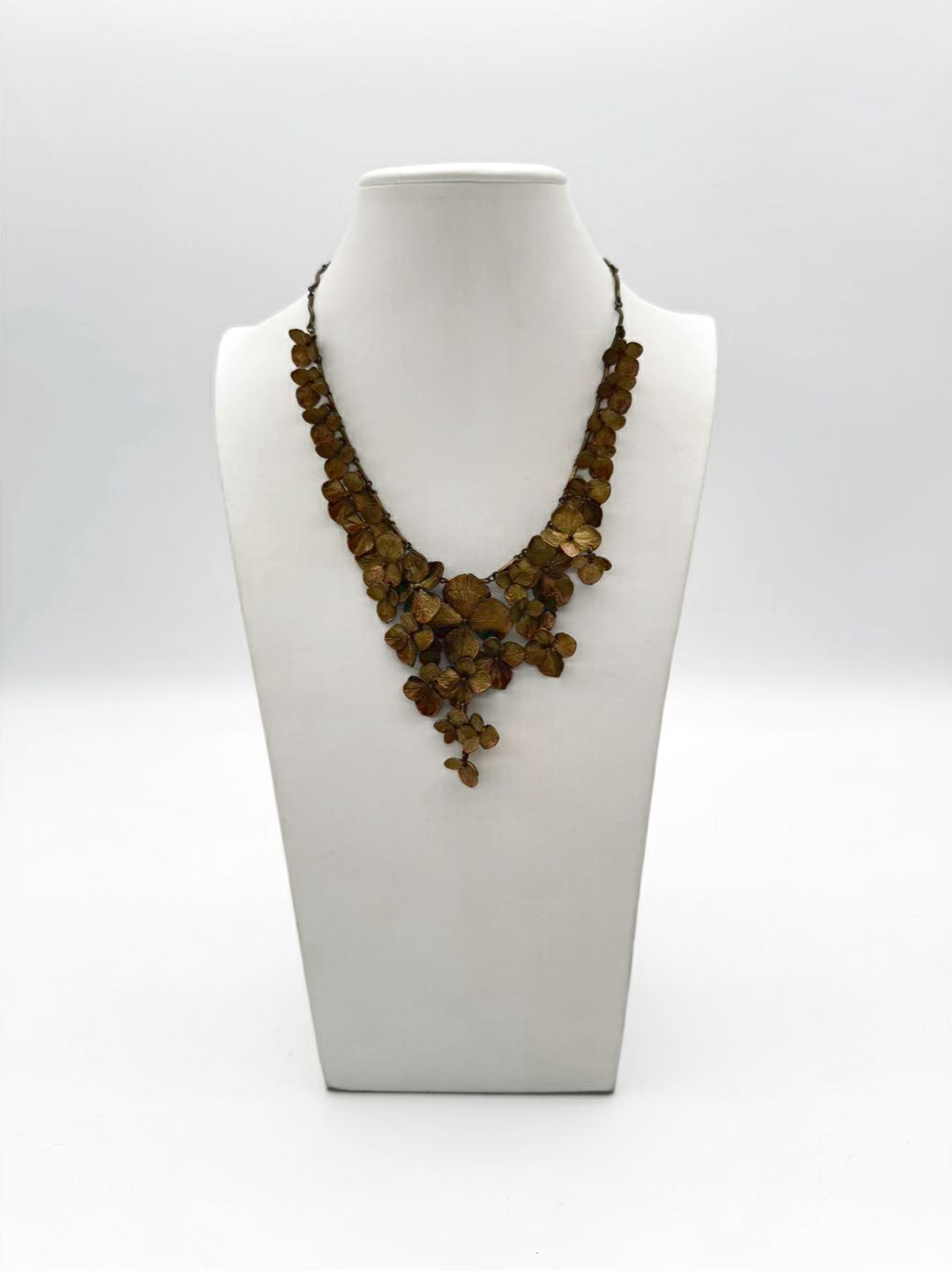 MICHAEL MICHAUD Bronze Full Petal Hydrangea Flower Necklace
