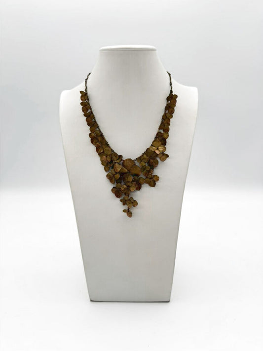 MICHAEL MICHAUD Bronze Full Petal Hydrangea Flower Necklace