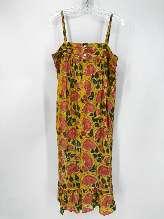 THE FOX AND THE MERMAID Size L Yellow Floral Print Sleeveless Dress