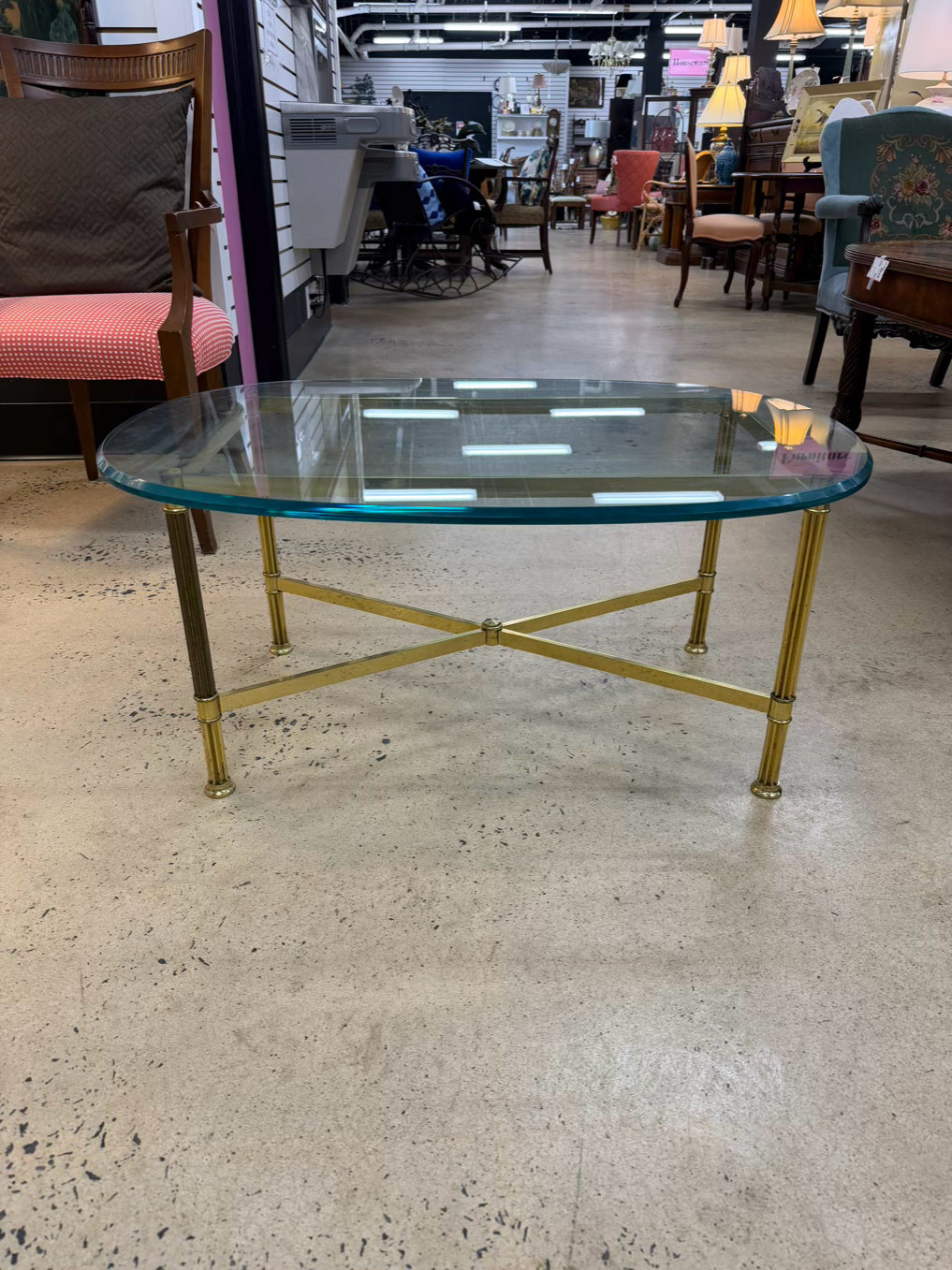 Brass & Glass Oval Coffee Table