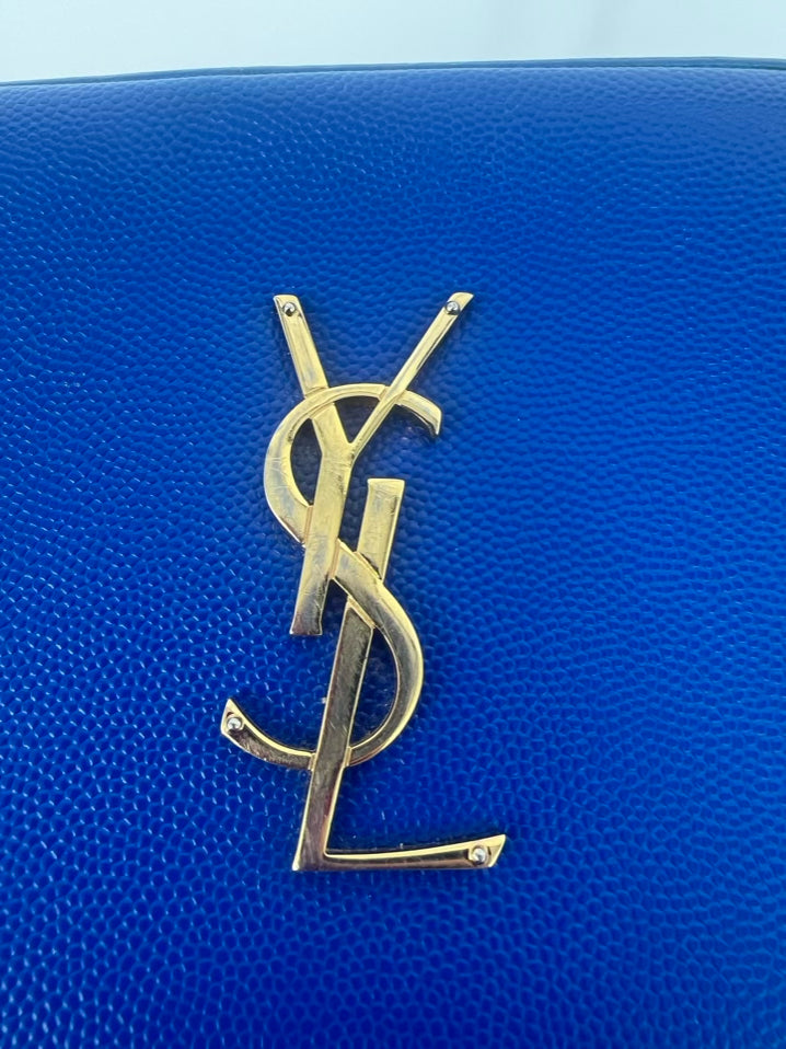 SAINT LAURENT Cobalt Leather Grain De Poudre Classic Monogram Crossbody Bag
