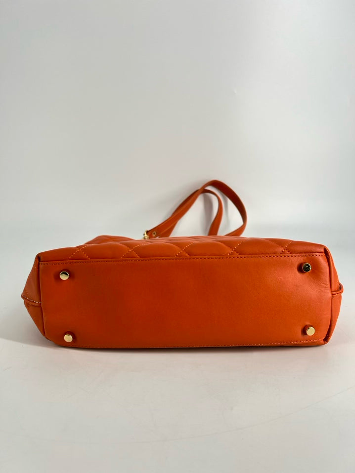 J MCLAUGHLIN Orange Quilted Tote Bag