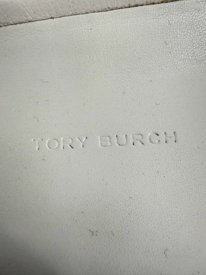 TORY BURCH Size 9.5 Cream & Gold Leather Platforms