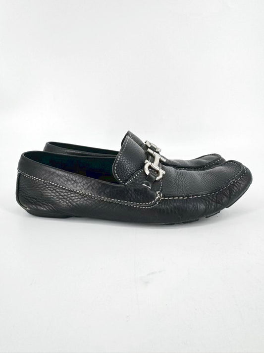 SALVATORE FERRAGAMO Size 9 Black Leather  Horsebit Loafers