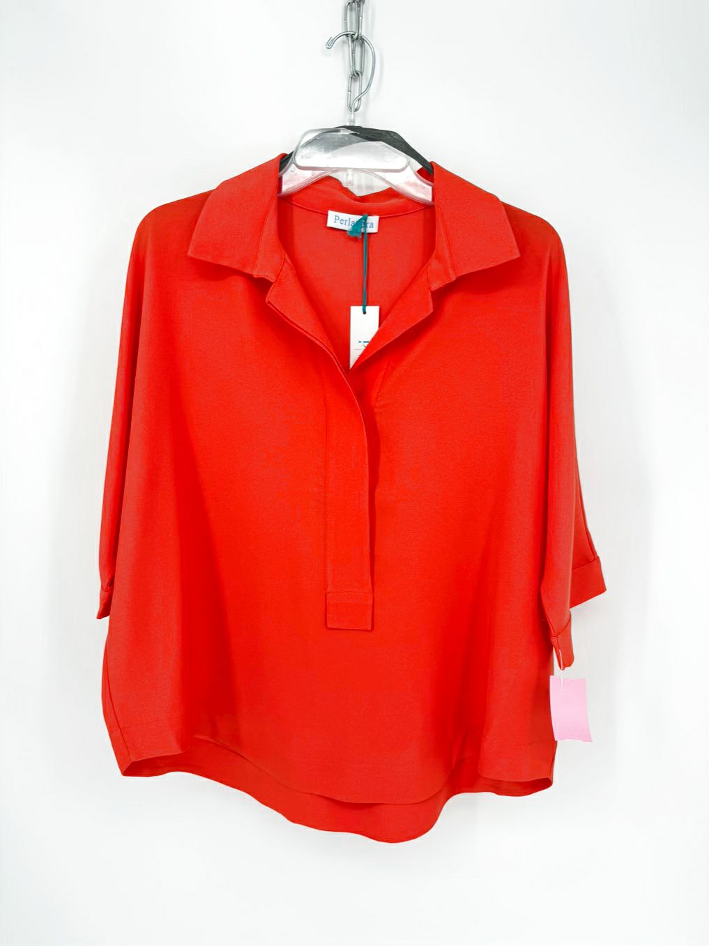 PERLAVERA Size Wmn's O/S Orange Blouse