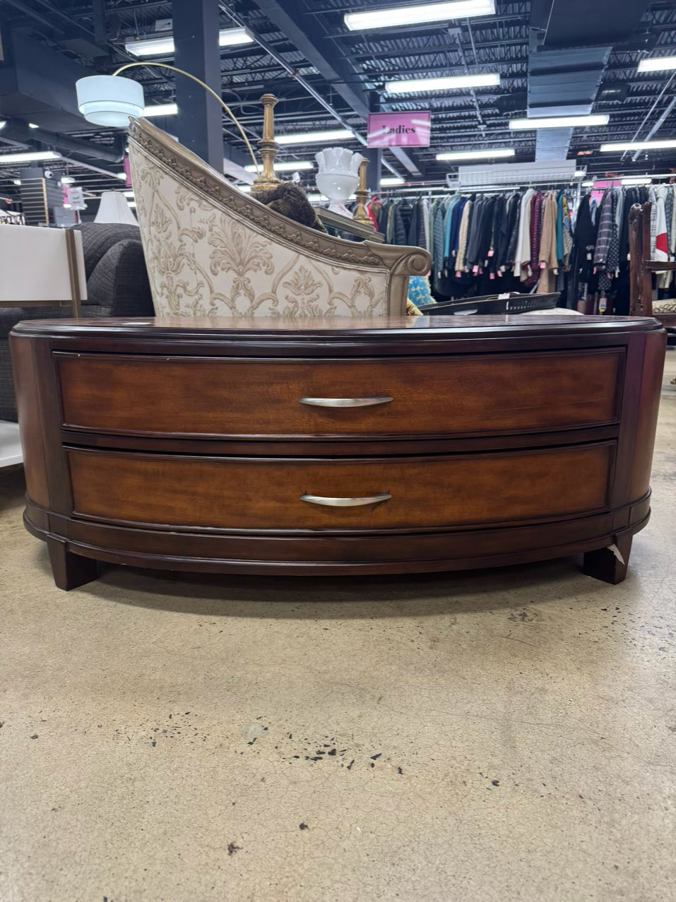 Oval Wood 2-Drawer Coffee Table