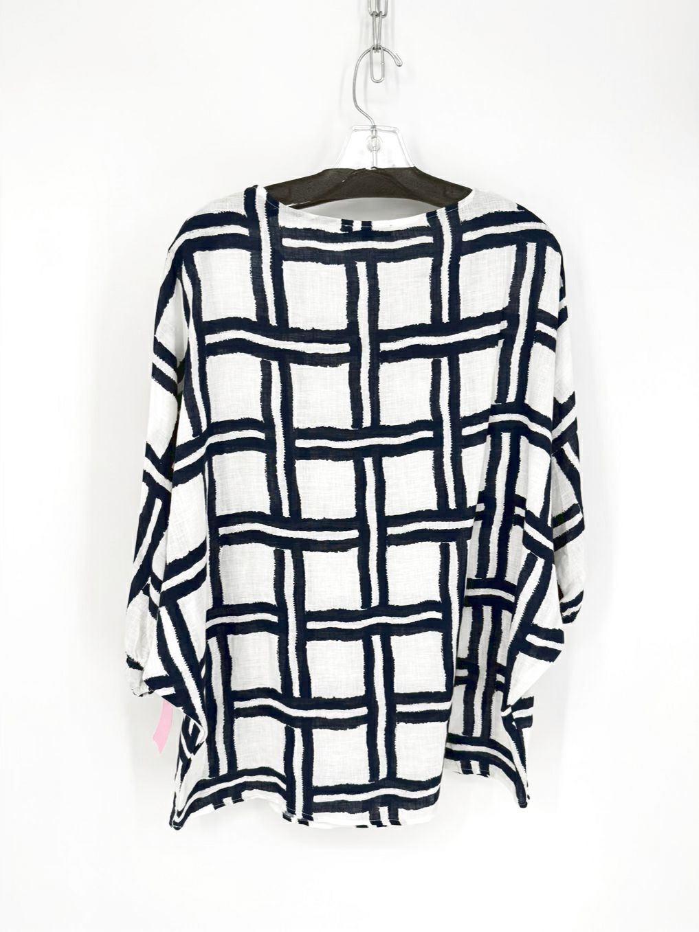 BOHO CHIC Size M White & Navy Linen Tunic NWT