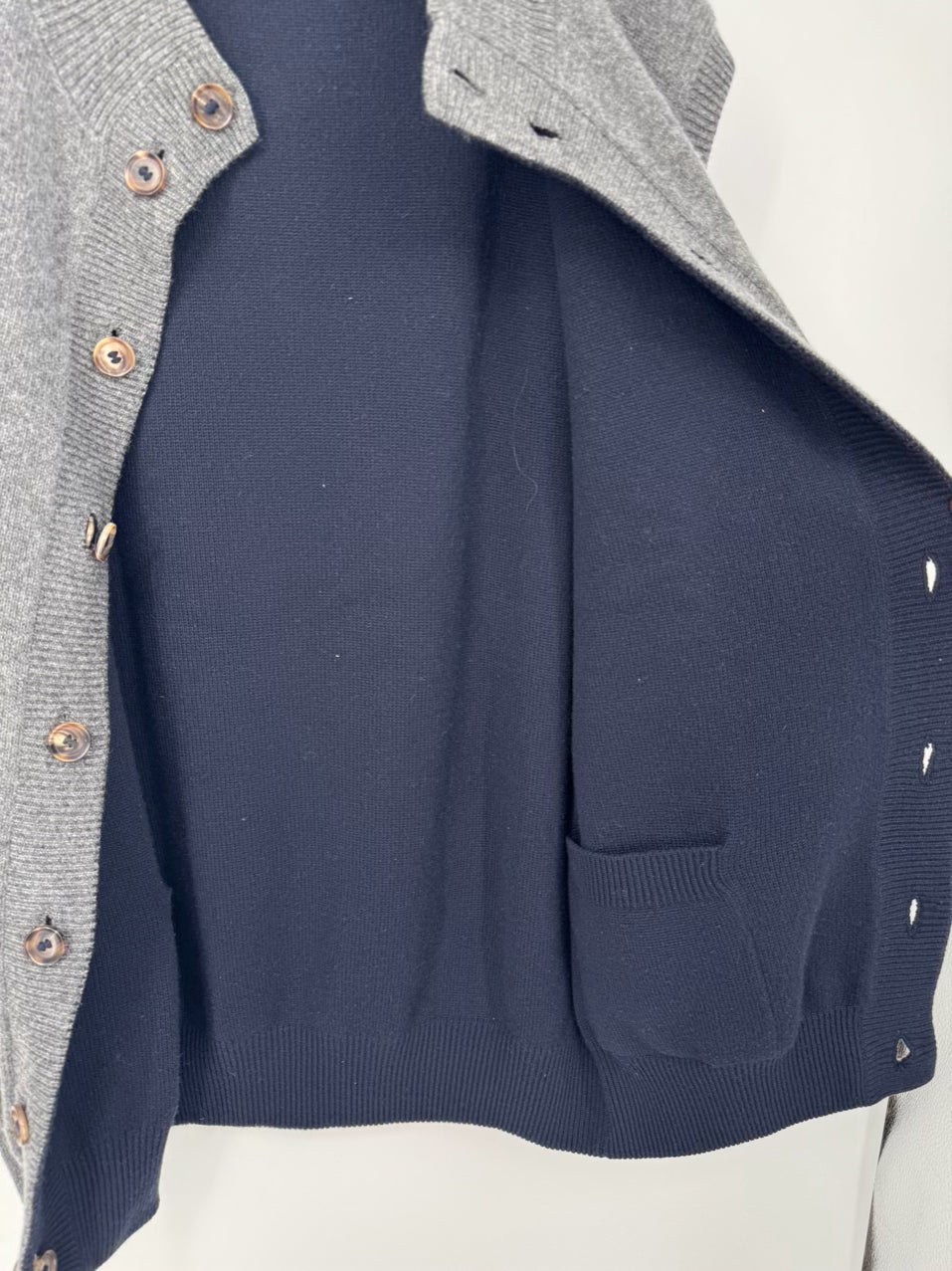 Size XL Gray & Navy Cashmere Reversible Vest