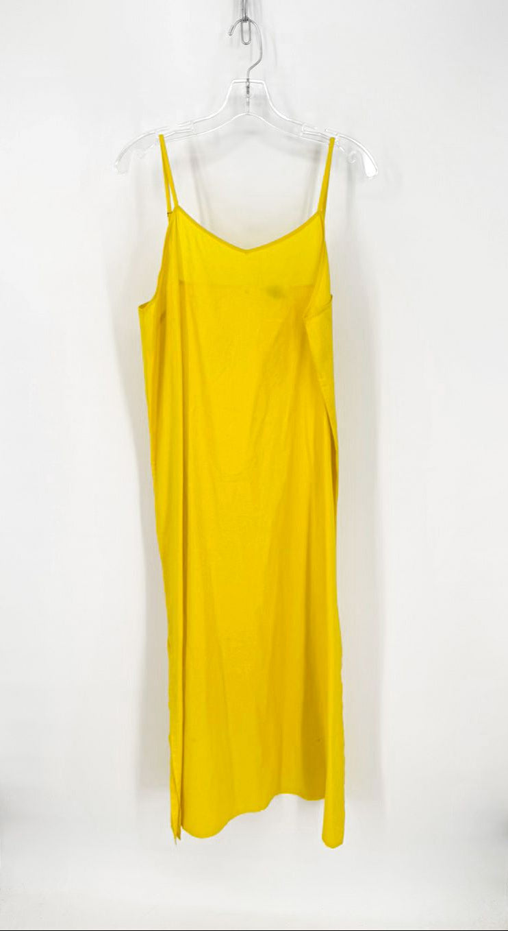 HEMANT & NANDITA Size 12 Yellow Pleated Maxi-Dress w/ Slip