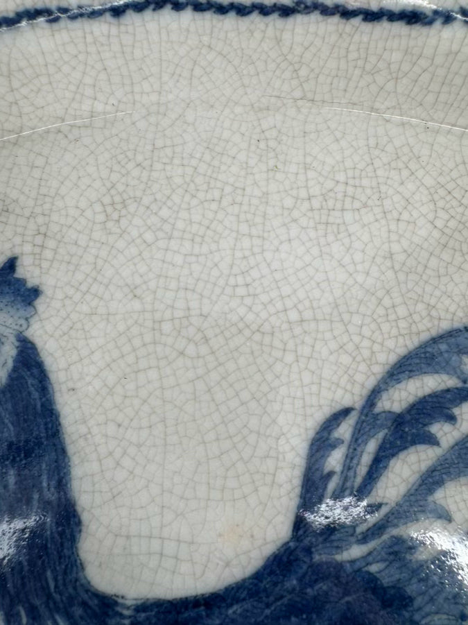 CAPA Blue & White Rooster Ceramic Platter