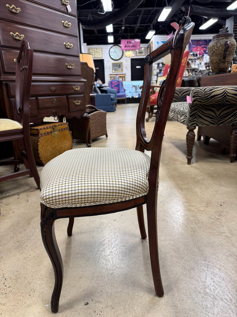 Carved Wood Victorian Pair of Small Side Chairs