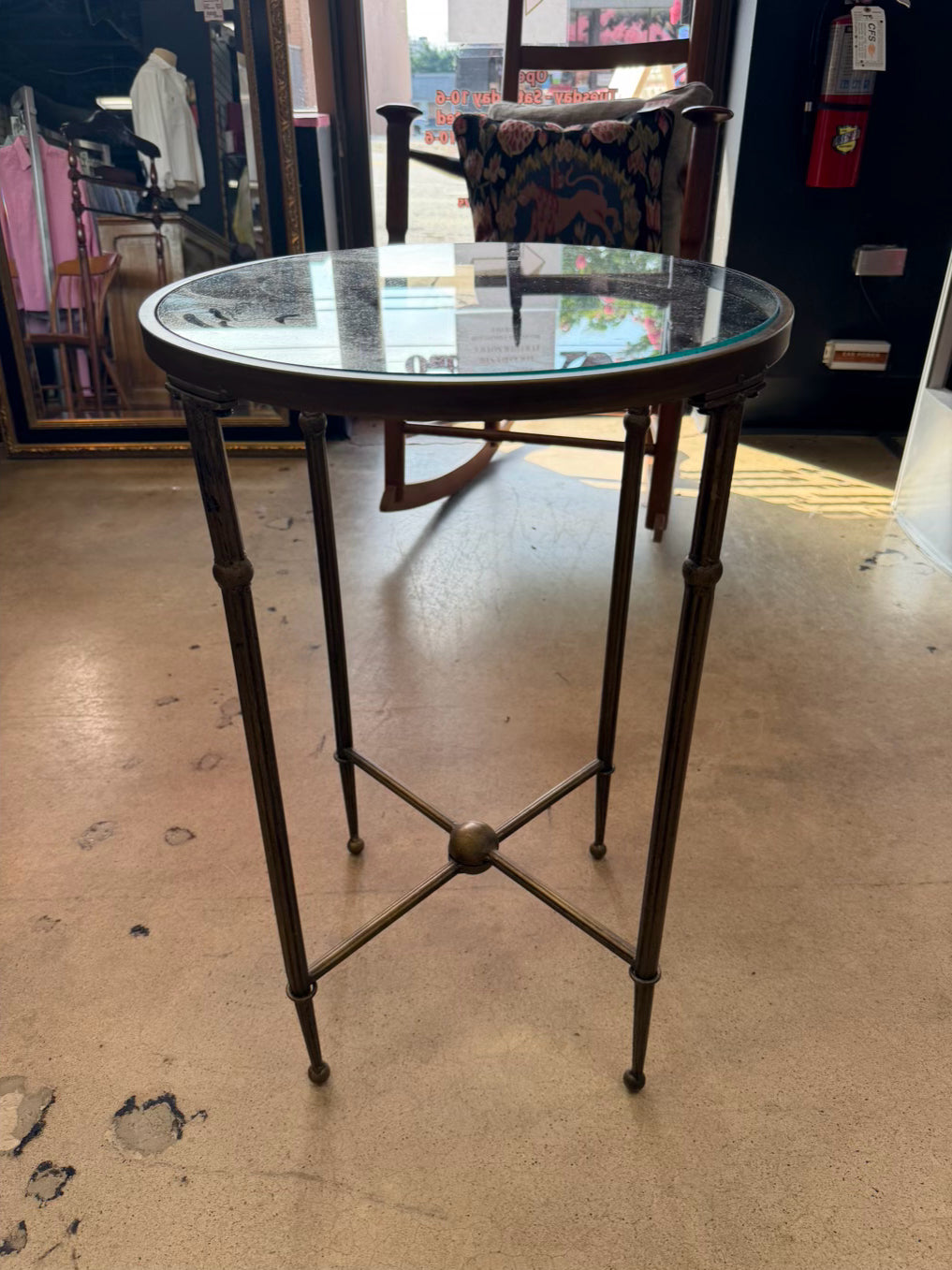 Gold & Clear Metal & Glass Round Occasional Table
