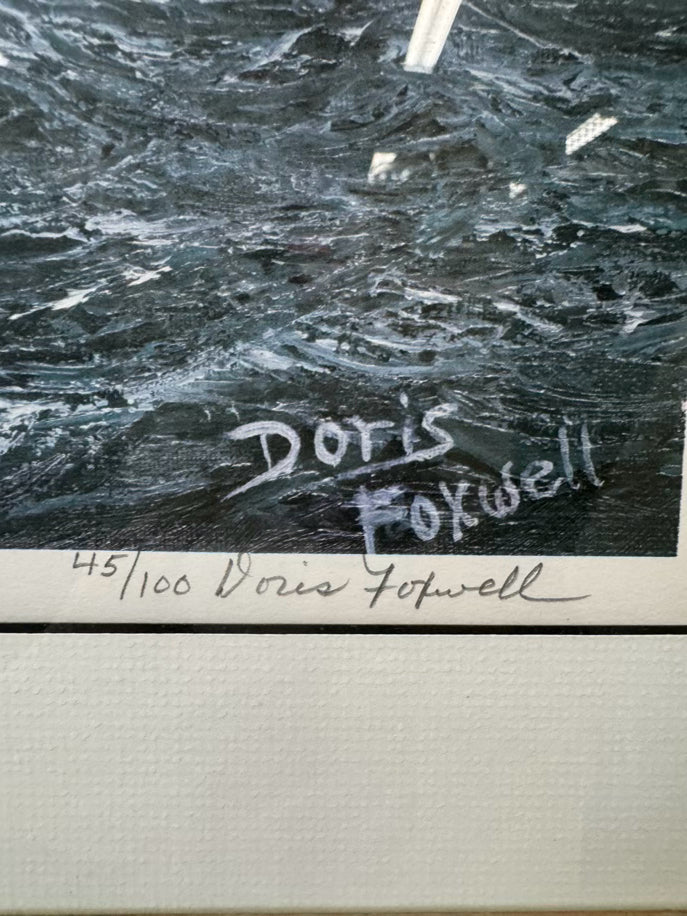 DORIS FOXWELL Ship in Storm Print in Weathered Gray Frame