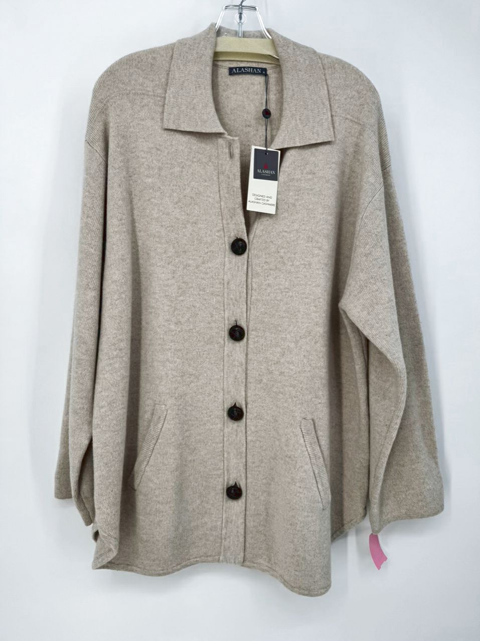 ALASHAN Size XL Sand Merino Wool Cardigan NWT