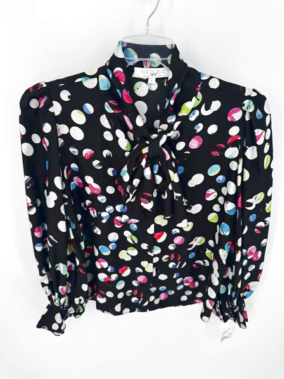 HUNTER BELL Size S Black Dots Silk Blouse