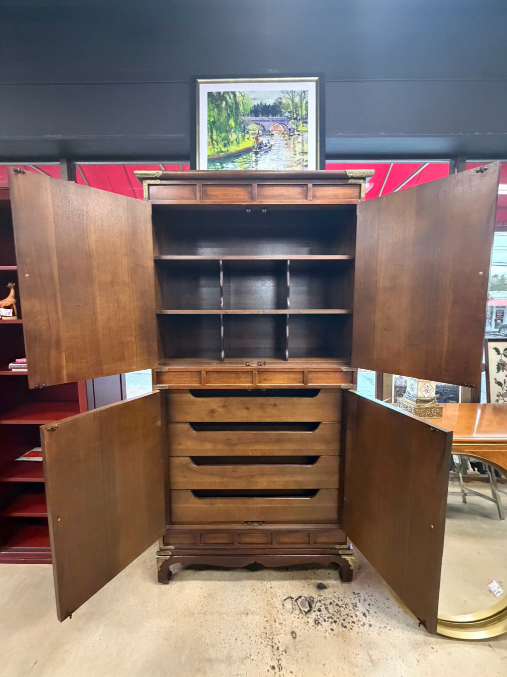 Dark Mahogany Asian Armoire w/ Drawers