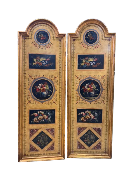 Gold Floral Pair of Panels