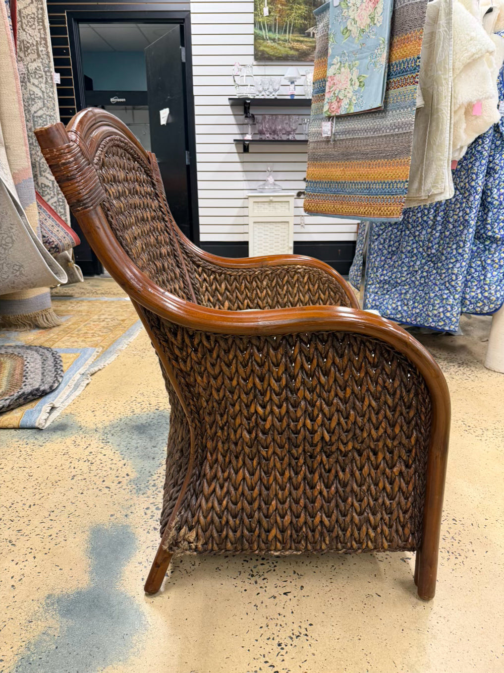 Brown Rattan Woven Outdoor Chair w/ Cushion