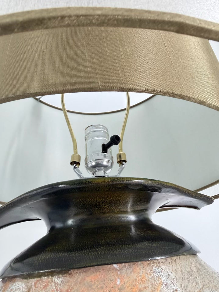 REVELATIONS Gold & Brown Orb Lamp w/ Gray Shade