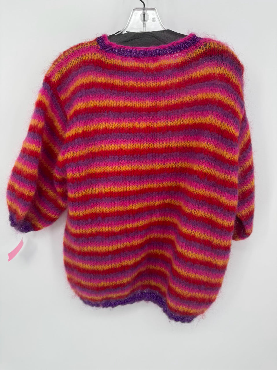 ROSE CARMINE Size 2 Red & Purple Mohair Blend Stripe Sweater