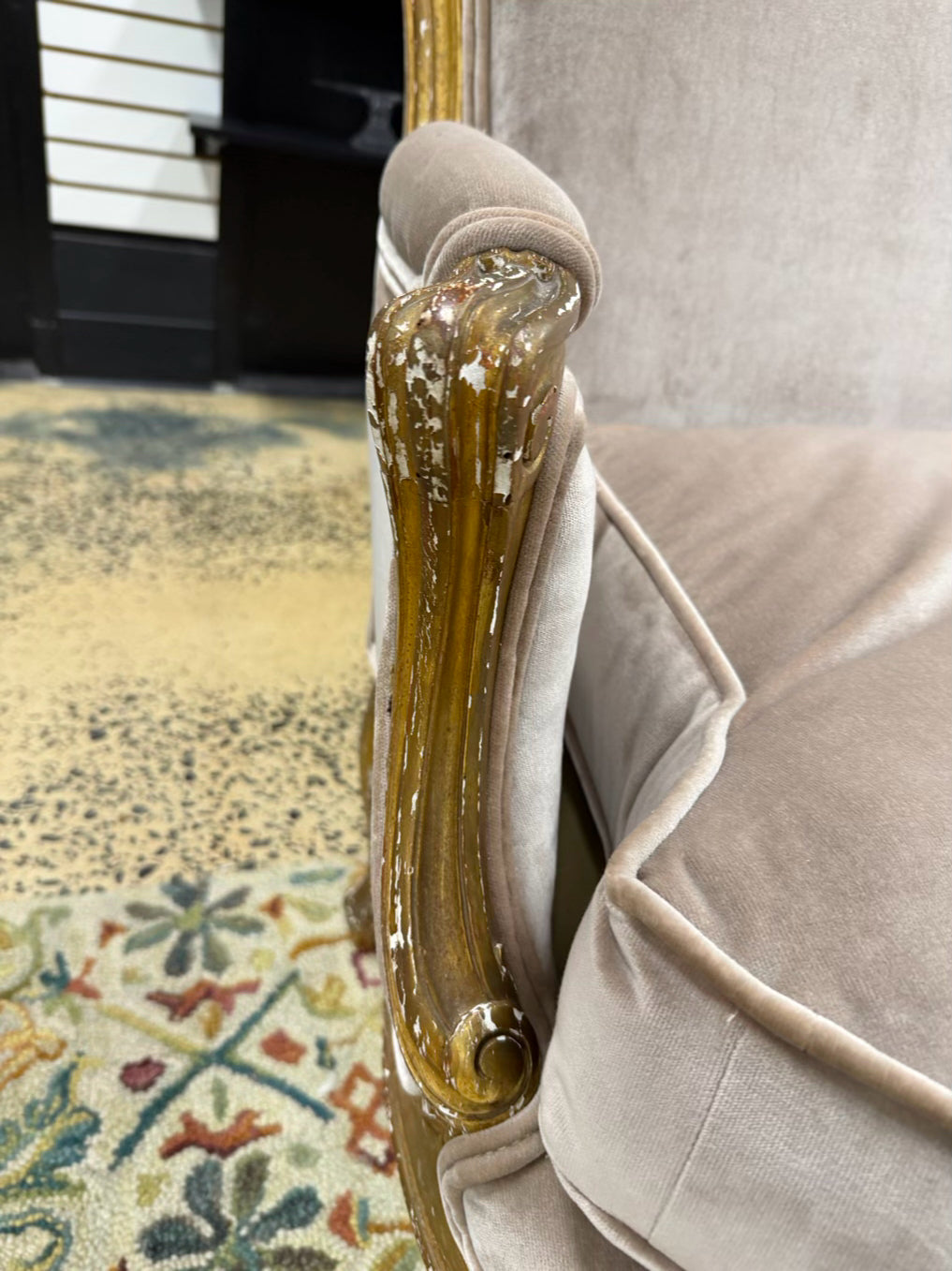 Gold French Louis XV Wood Carved Sofa