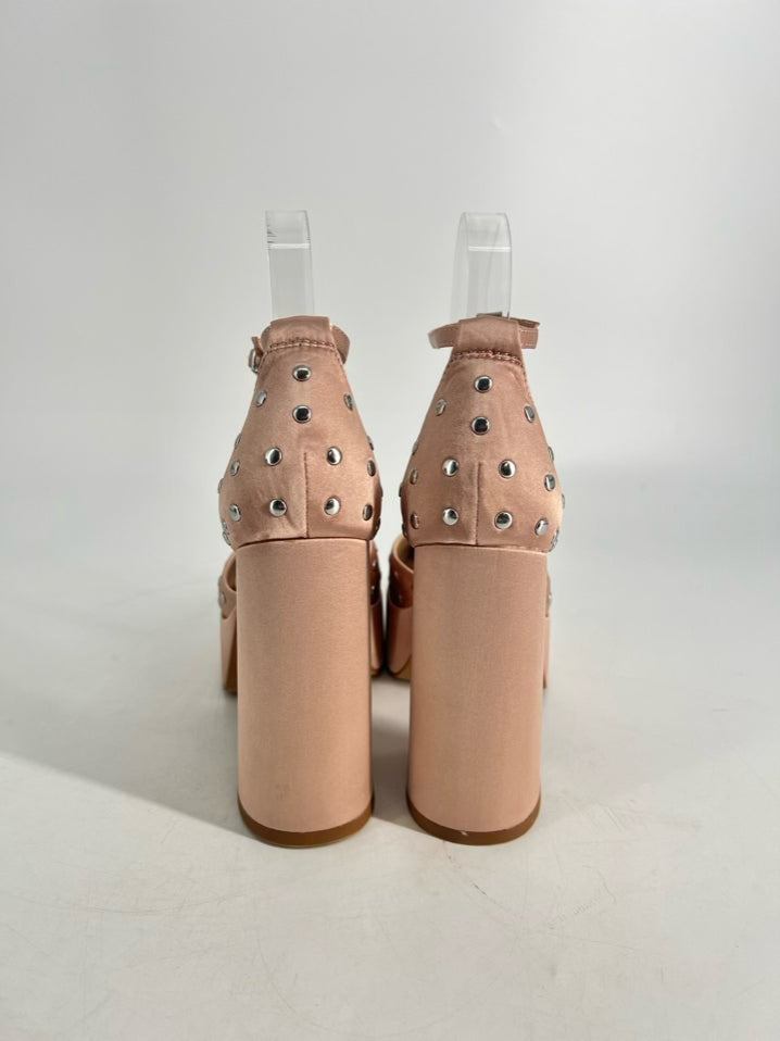 SILENT D Size 39 Rose Gold Leather Studded Pumps NWOT