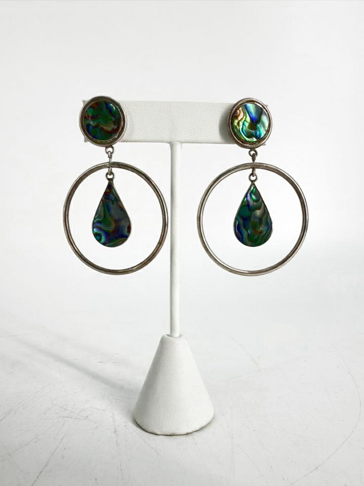 STERLING SILVER Abalone Shell Drop Earrings