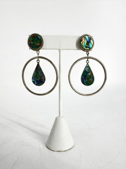 STERLING SILVER Abalone Shell Drop Earrings