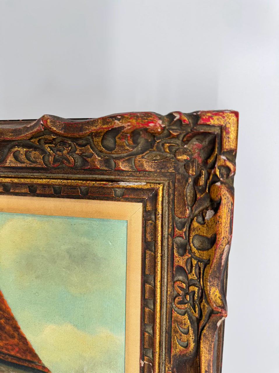 VINTAGE Street in Germany Painting in Gold Frame