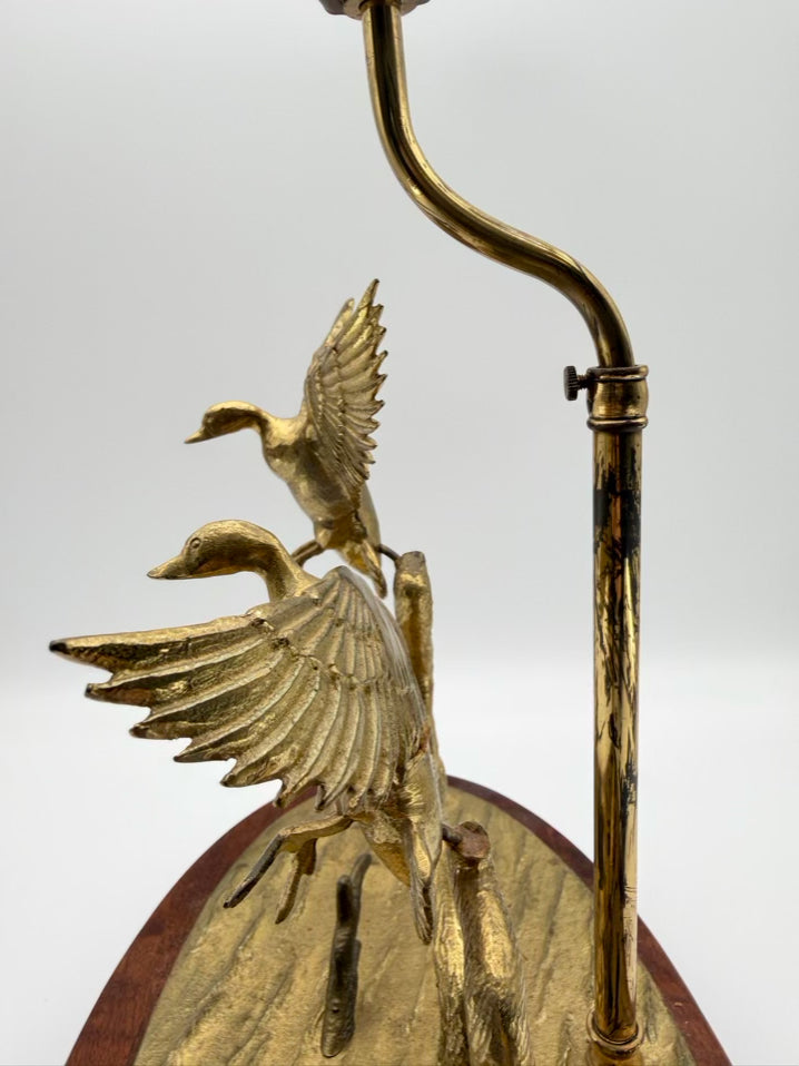 DONALD MCDONALD Brass Duck Lamp On Wood Base No Shade