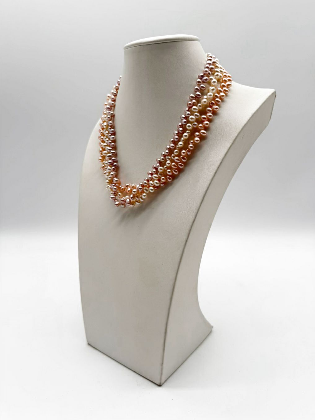 Fresh Water Pearls Three Strands Necklace w/ 585 Clasp