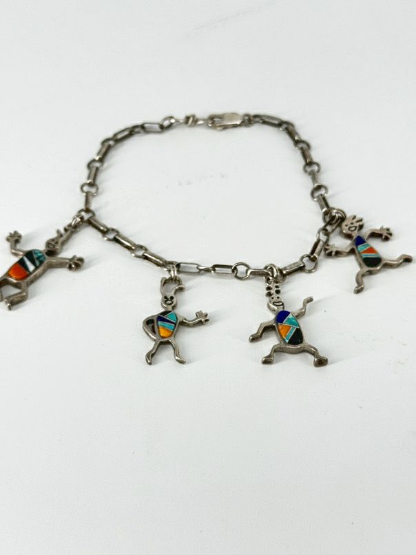 ROCK CRITTERS Sterling Gemstone Details Charm Bracelet