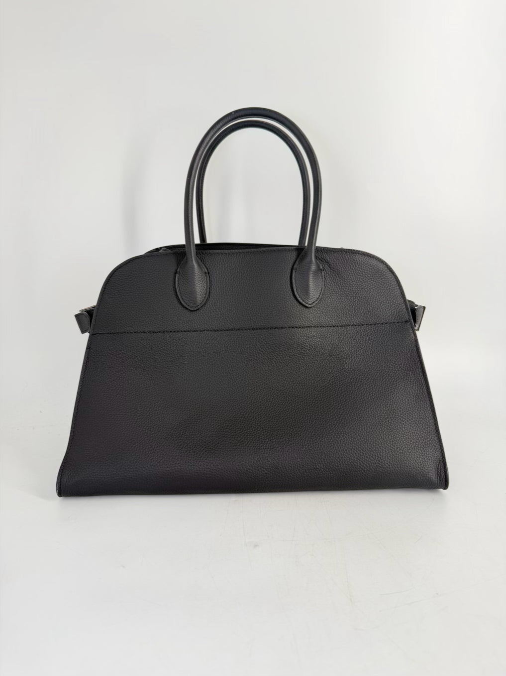 THE ROW Margaux 15 Bag Black Pebbled Leather w/ Silver Hardware