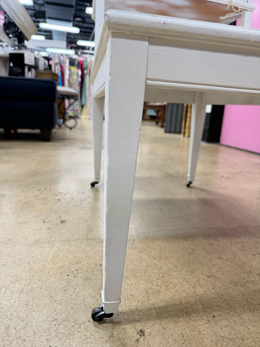 White Walnut Painted End Table w/ Drawer