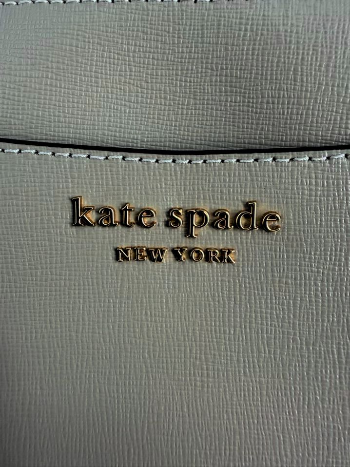 KATE SPADE Oatmeal Leather Crossbody Bag w/ Gold Tone Hardware