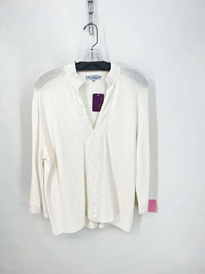 KARI ENGLAND Size XXL Cream Sequin Detail Knit Top NWT