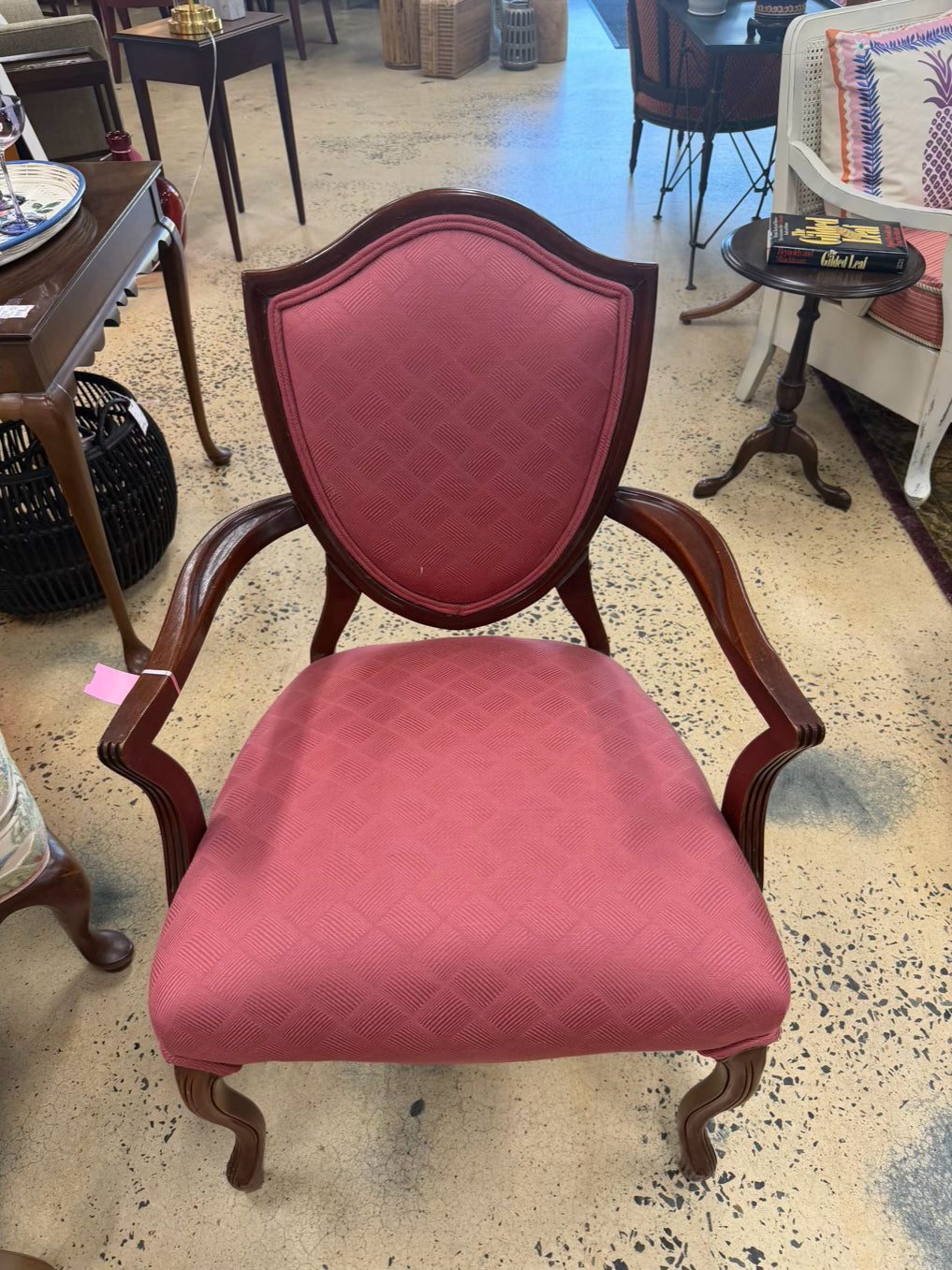 VINTAGE Wood Louis XVI Chair w/ Pink Fabric & 2 Pillows